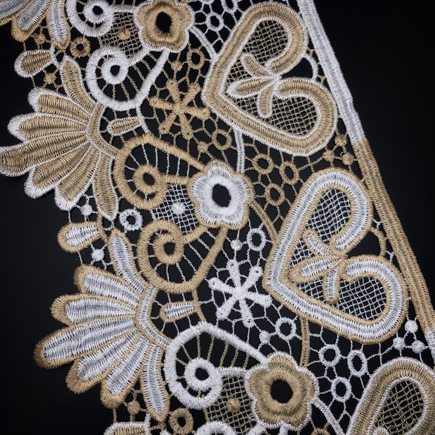 Wholesale priceHigh quality gold wide width Renda polyester lace trim
