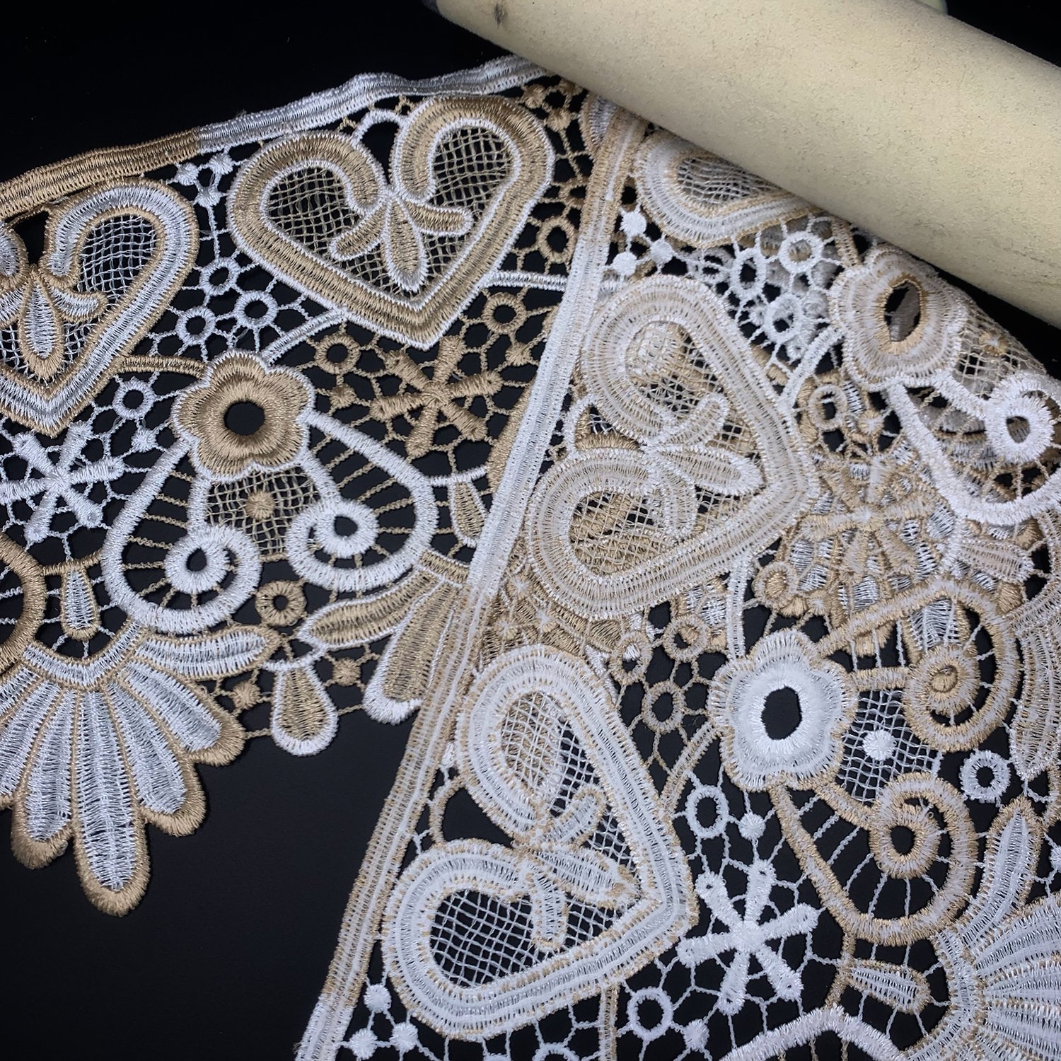 Wholesale priceHigh quality gold wide width Renda polyester lace trim