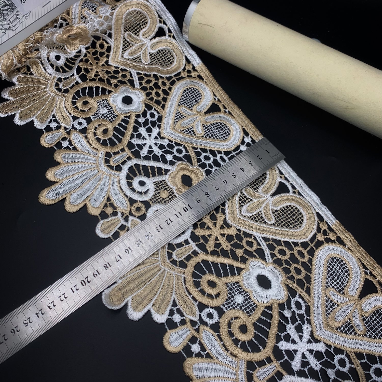 Wholesale priceHigh quality gold wide width Renda polyester lace trim