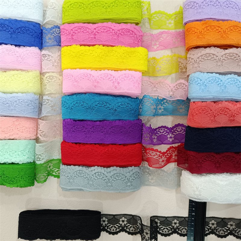 Garment Underwear Lace Trim Picot Elastic Webbing Band Sewing Scallop Bud Edge Stretch Tape Webbing Ribbon
