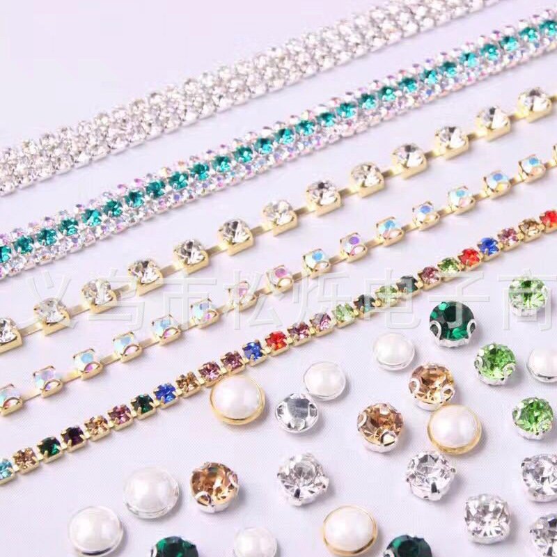Manufactory Wholesale Clothing Decoration Glass Crystals Rhinestone Chain Trim Metal Weld Rhinestone Cup Claw Chain