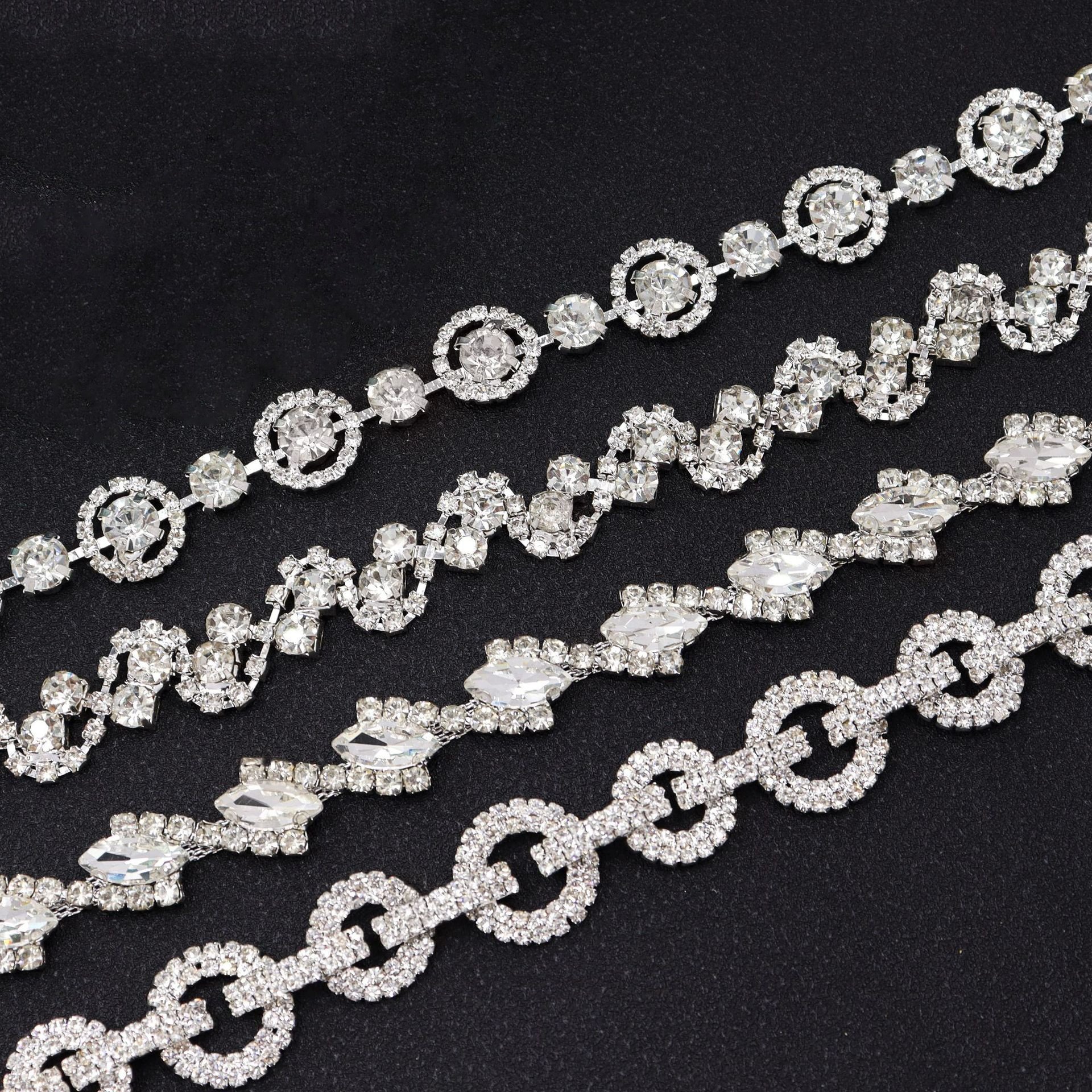 Fashion various patterns glass rhinestone chain trim for garment/shoes/bags accessories LT0365