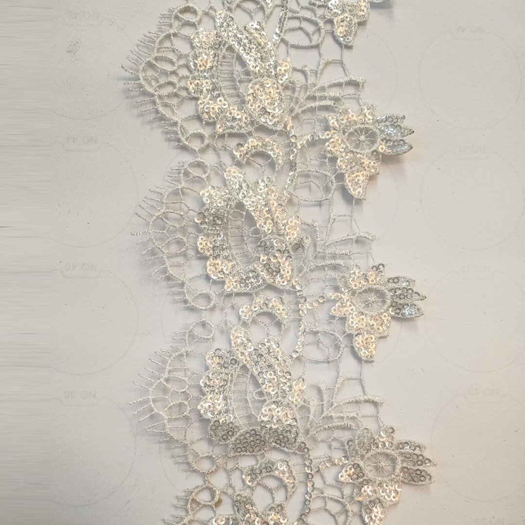 White border trims lace with sequins for bridal wedding dress and garment accessories