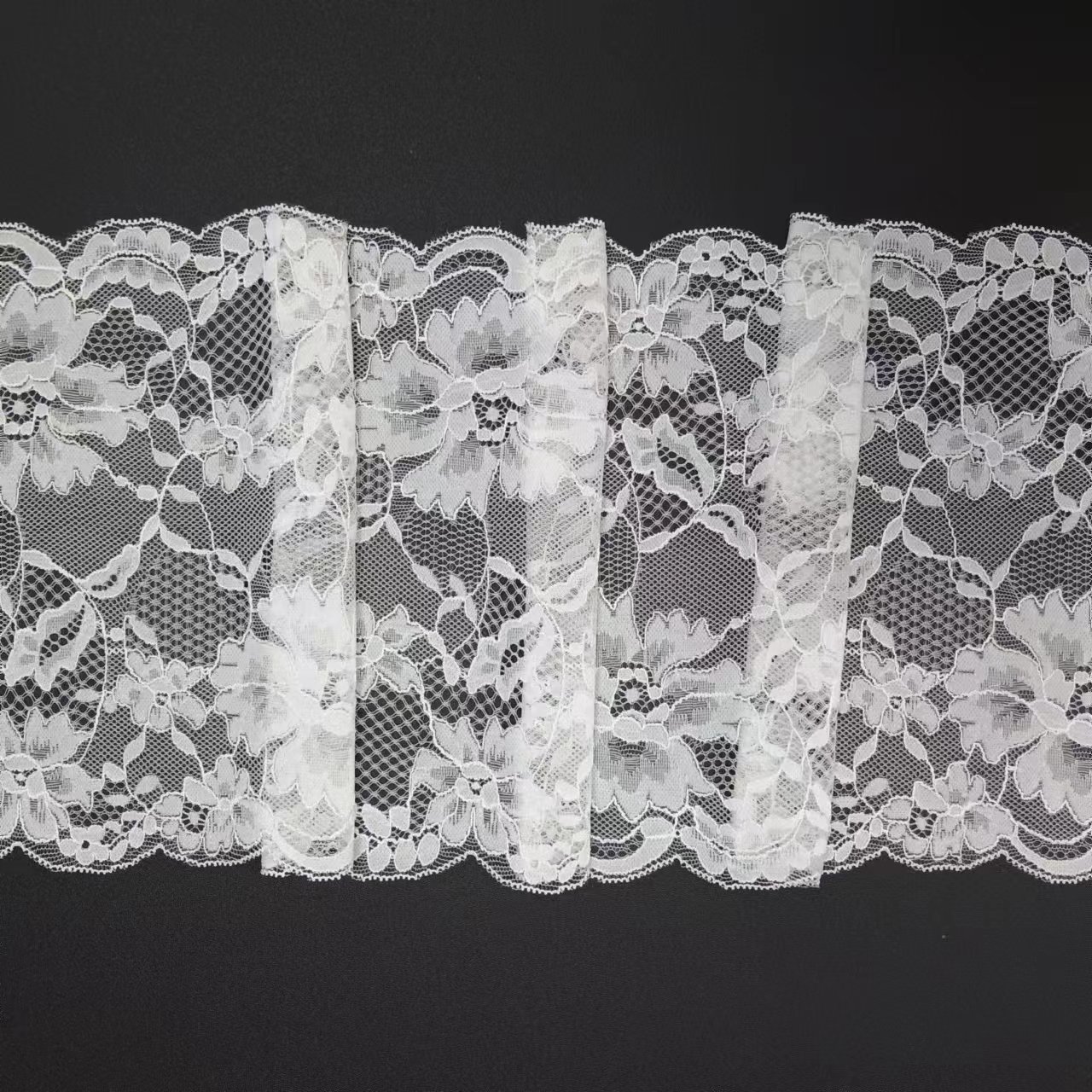 Tulle Elastic Roll Pattern for Womens Bra & Underwear Nylon Spandex Stretch Lace Fabric White Knitted Lace Trim Fashion