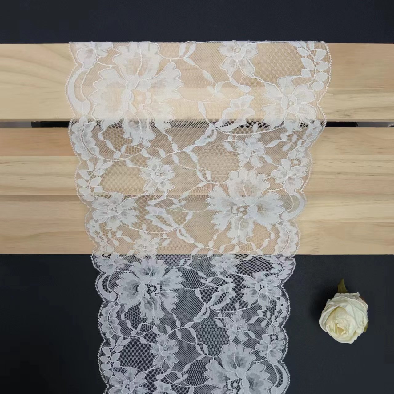 Tulle Elastic Roll Pattern for Womens Bra & Underwear Nylon Spandex Stretch Lace Fabric White Knitted Lace Trim Fashion