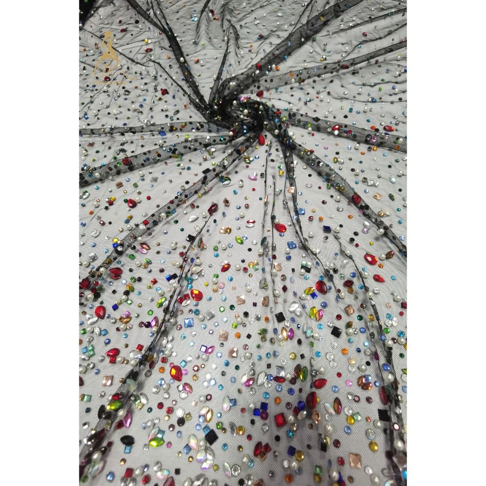 Customized Evening Dress Custom Mesh Fabric Rhinestone Mesh Trim Hotfix Rhinestone Trim By the Yard