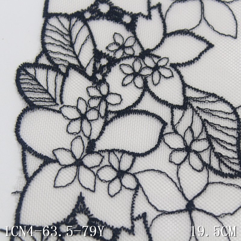 20cm Embroidery Black Flower Embroidered Lace Trim New design Light Pink Mesh Lace Fabric For Women Swimwear