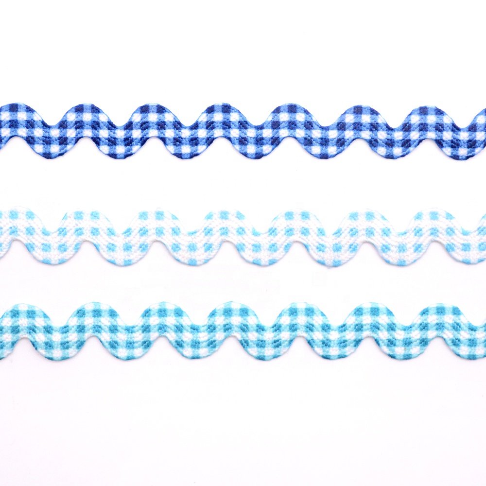 Wholesale 1cm polyester printed dots woven ric rac trims custom colorful zig zag ribbons for dresses garment crafts DIY
