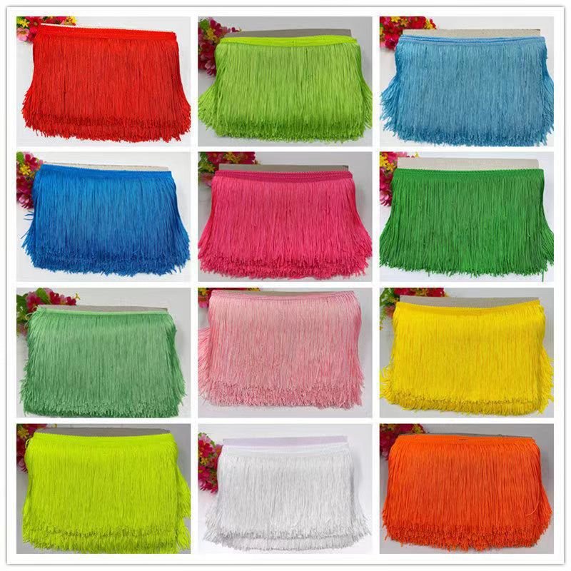 20CM Satin Colorful Polyester Dance Skirt Dress Tassel Fringe Trim