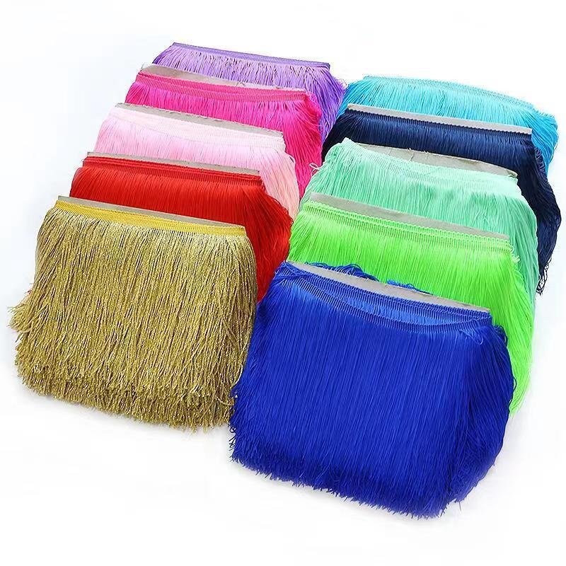 20CM Satin Colorful Polyester Dance Skirt Dress Tassel Fringe Trim