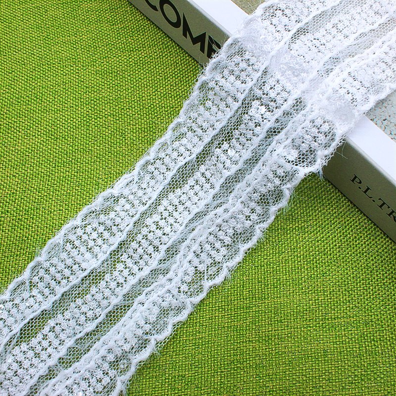 Fashion Lace trimming embroidery machine sequin malla bordada for french Clothing design lace