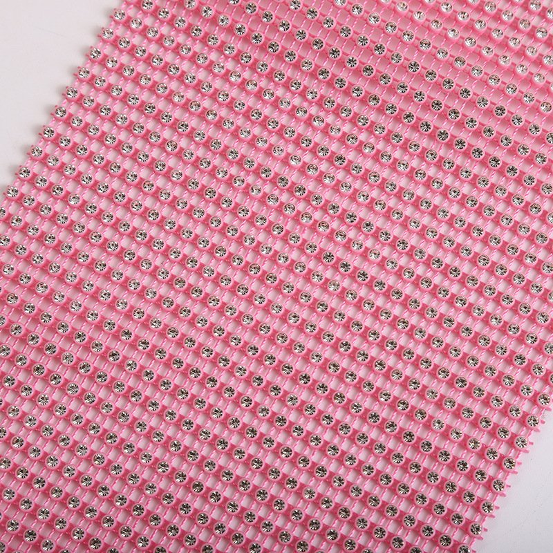 24-Row Black & Clear Diamond Mesh Warp Rhinestone Ribbons Trims Plastic for Shoes Garments Bags for Clothes Use