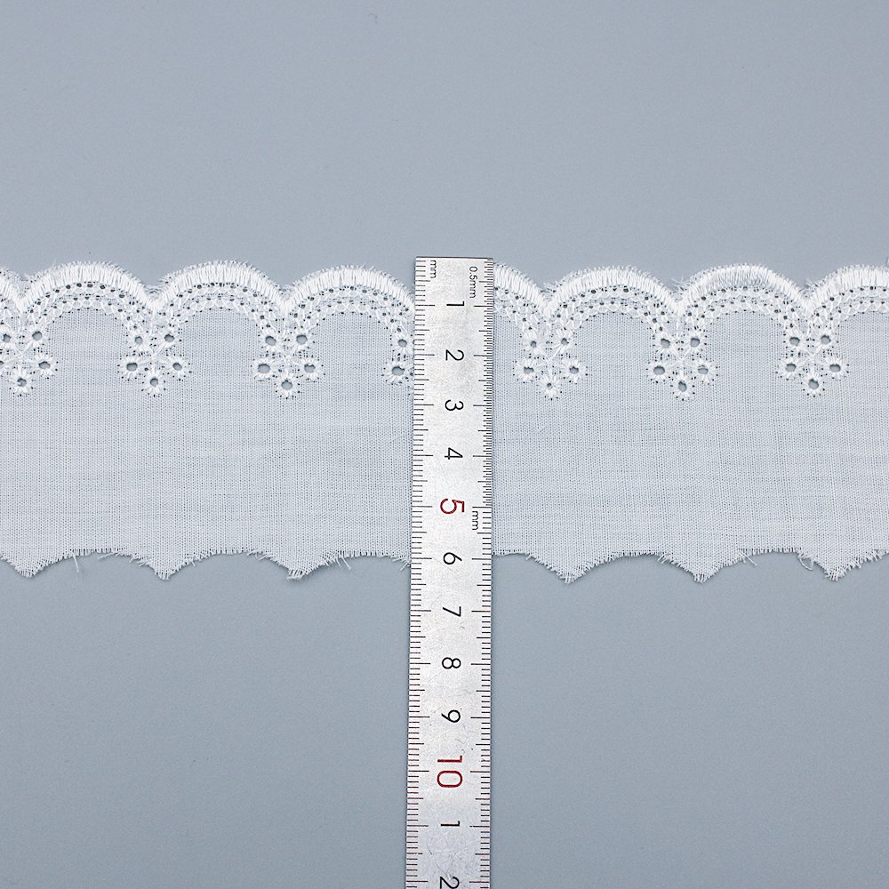 Wholesale factory 100% cotton eyelet border embroidery cotton lace trim for clothing