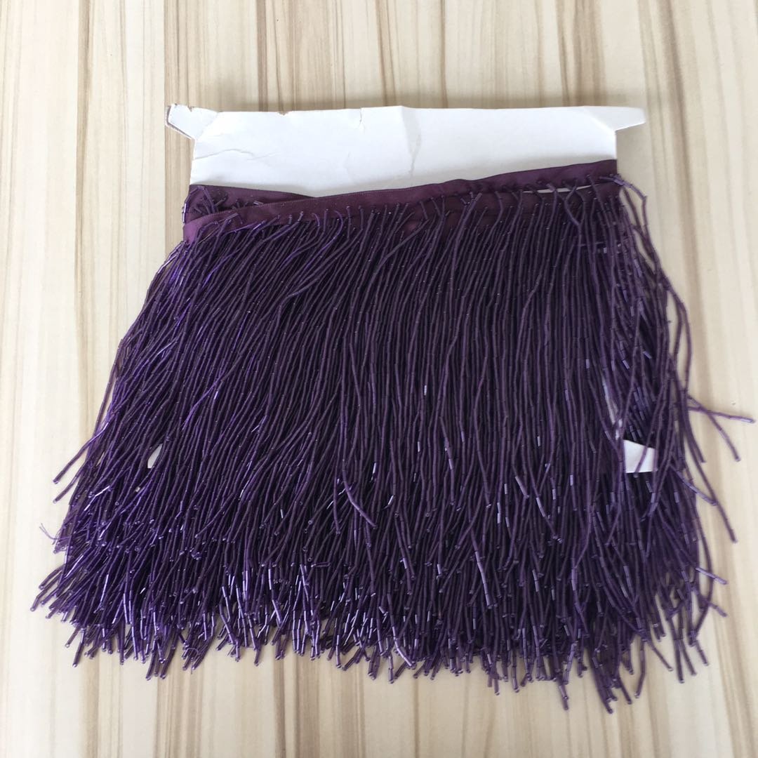 15cm glass bead tassel fringe beads trimming for lampshade curtain dress decor