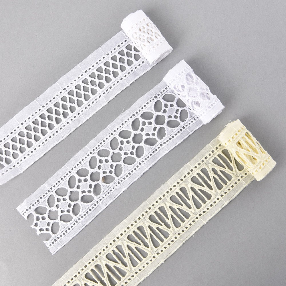 Wholesale Factory White Scalloped Patterned Embroidered Cotton Lace Trims for Clothing