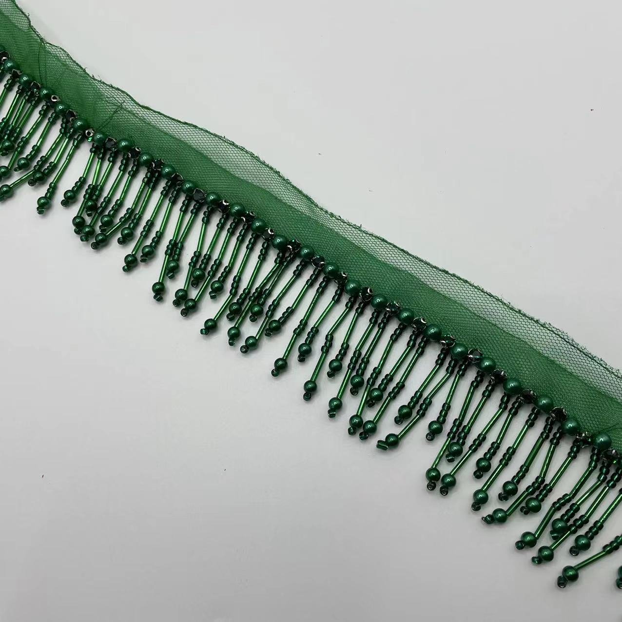 Handmade beaded crystal glass webbing fringe lace trim clothing curtain decoration