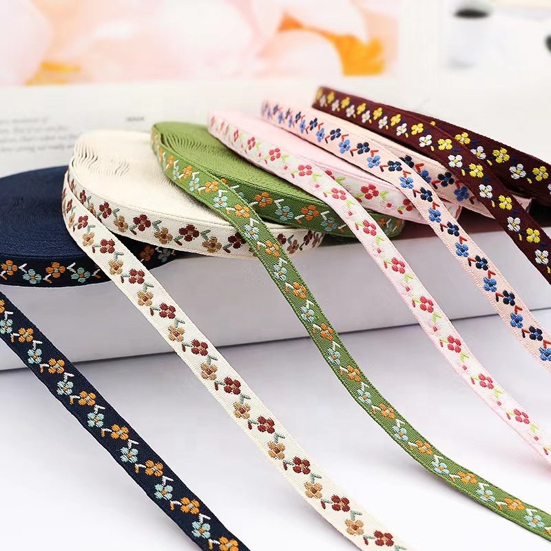 Ethnic floral ribbon Jacquard Trim for Sewing, Handmade Bag, Clothing Decoration