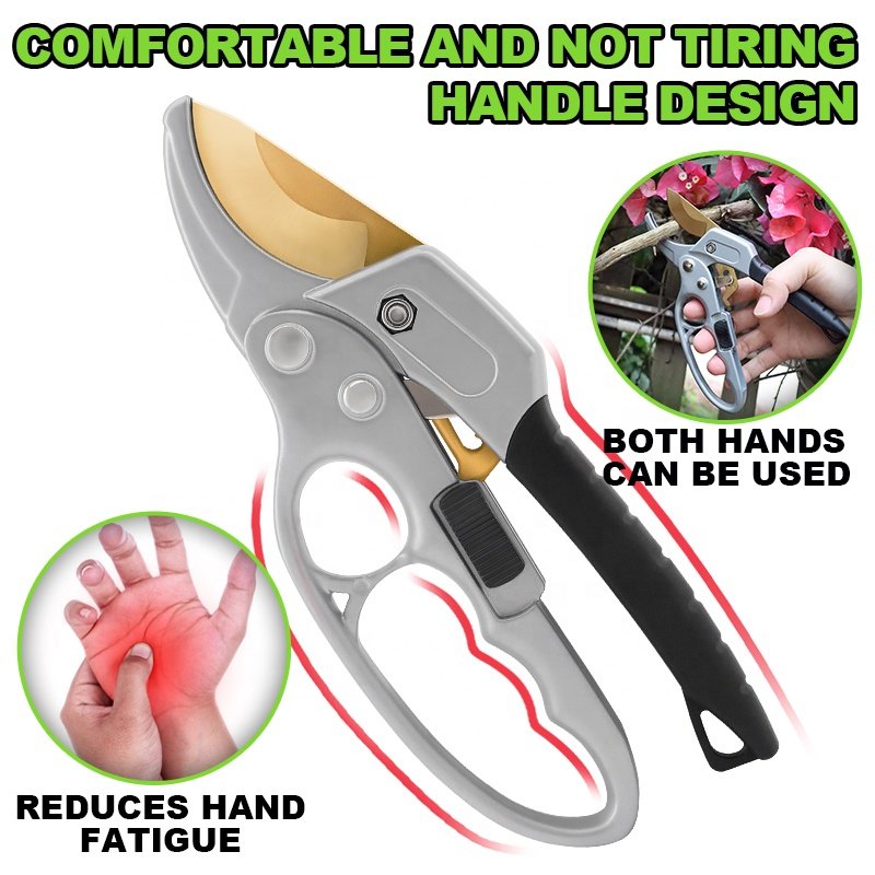 SUNSHINE Handheld Plant Branch Fruit Flower Trim Straight Curved Blade Garden Pruning Shears Garden Scissors With Safety Lock