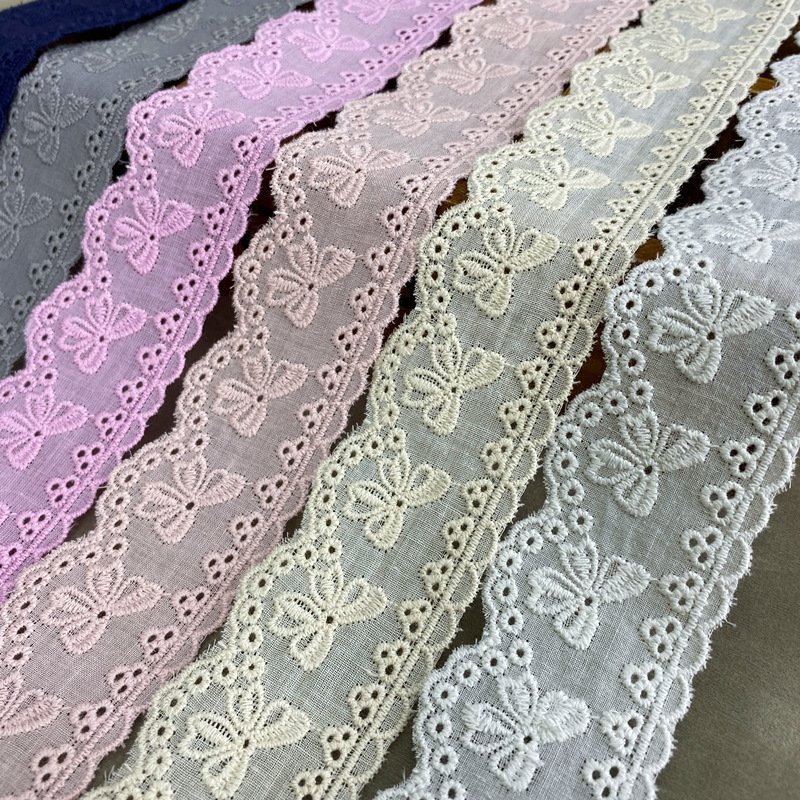 Spot 4cm Refined cotton Bow Embroidery Lace Supply Clothing accessories Skirt Neckline Bedding diy trimmings lace fabric