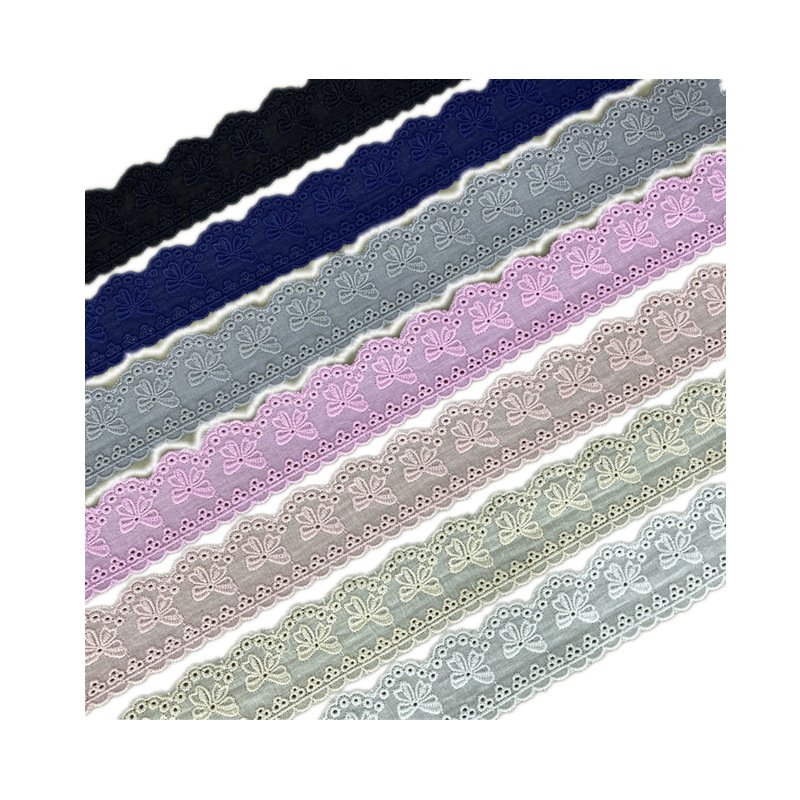 Spot 4cm Refined cotton Bow Embroidery Lace Supply Clothing accessories Skirt Neckline Bedding diy trimmings lace fabric