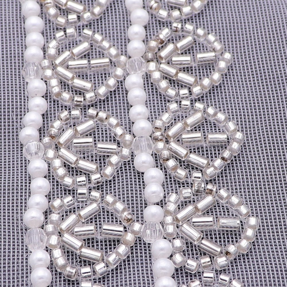 Factory Wholesale Beaded Lace Appliques Lace Trims Sew On Pearls Beads Lace Trim For Garments