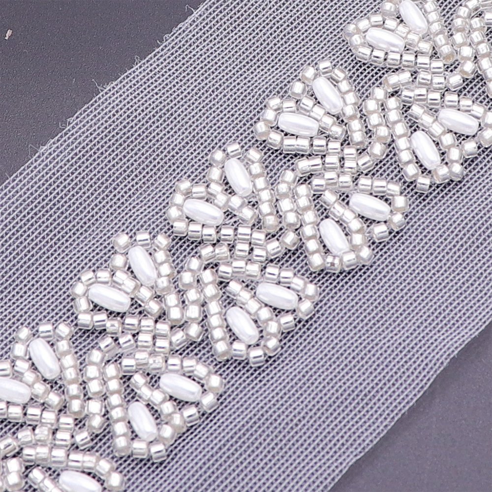 Custom Style White Bridal Wedding Dresses Beaded Lace Trim High Quality Lace Trimming With Machine Embroidery
