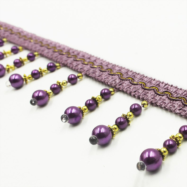 Cheap Price Three pearls Curtain Tassel Fringe Trim, Beaded Fringe Trimming