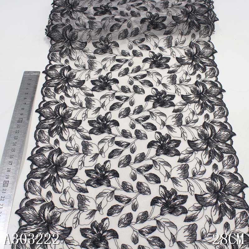 Wholesale OEM fancy light pink mesh embroidered lace trim for sewing craft lingerie dress embellishment