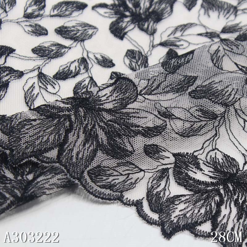 Wholesale OEM fancy light pink mesh embroidered lace trim for sewing craft lingerie dress embellishment