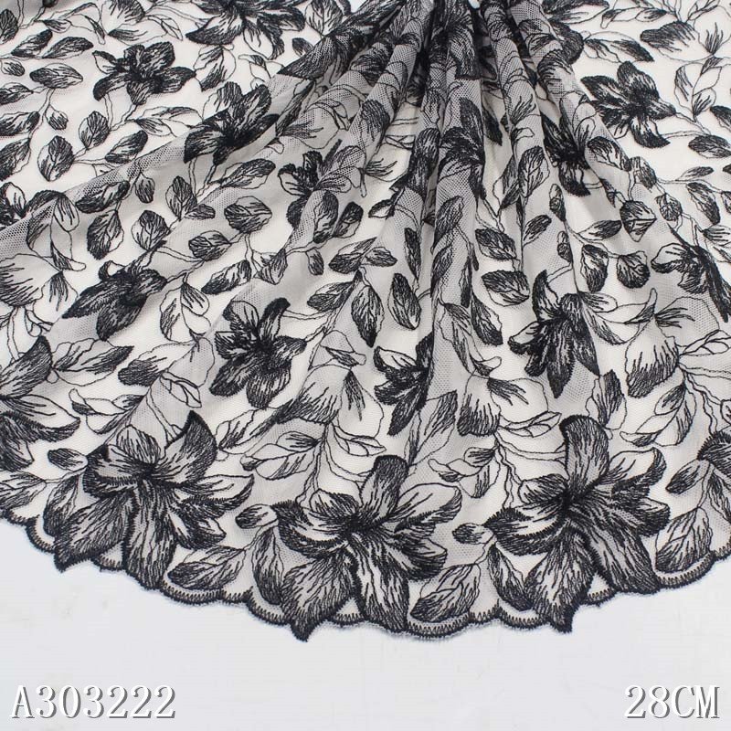 Wholesale OEM fancy light pink mesh embroidered lace trim for sewing craft lingerie dress embellishment