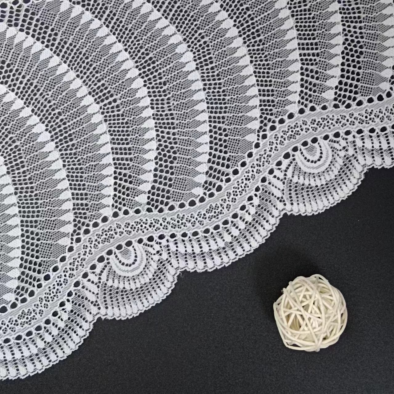 23 cm Elegant Soft White Voile Nylon Spandex Tulle Lace Trims Bridal Trimming Elastic Roll Knitted lace Ribbon