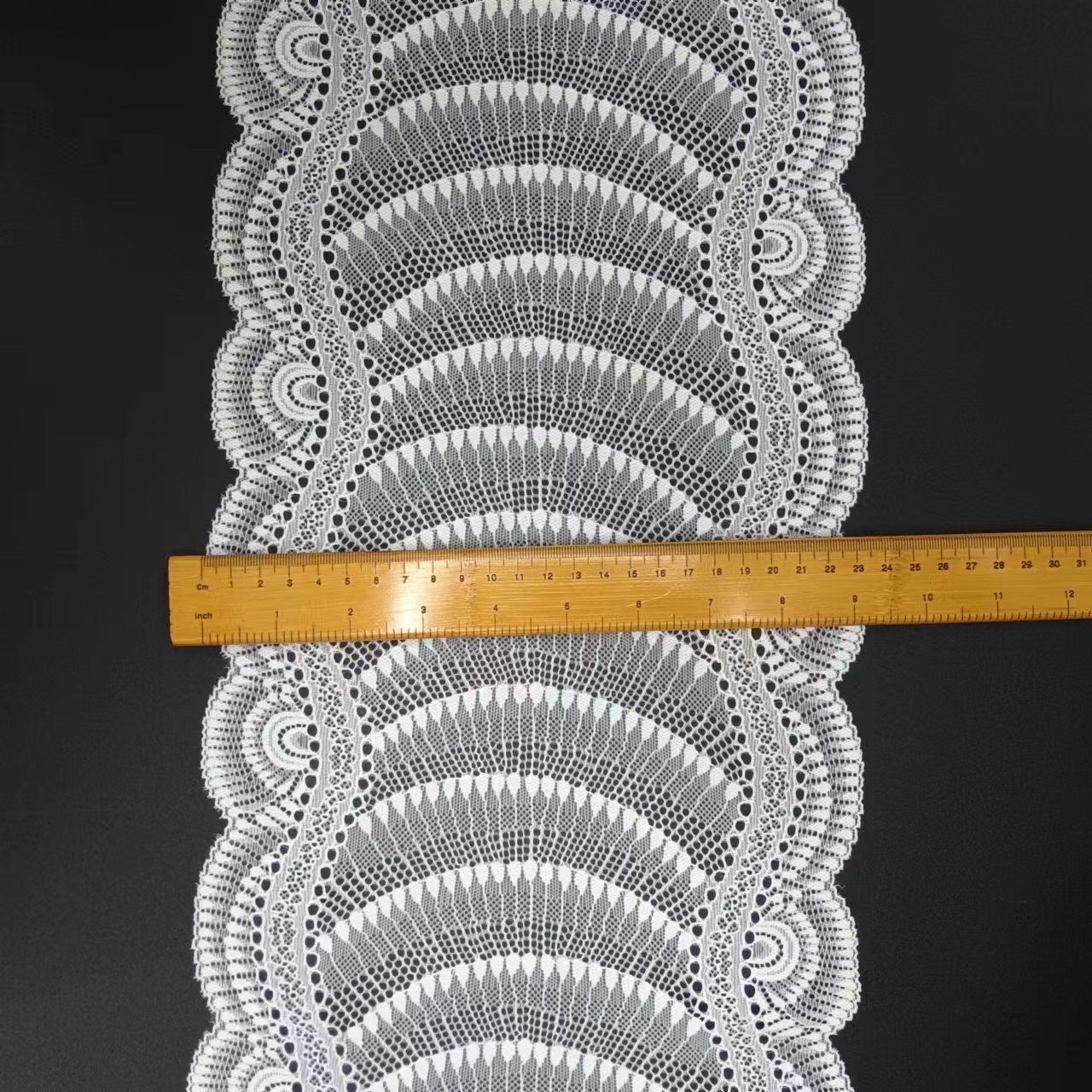 23 cm Elegant Soft White Voile Nylon Spandex Tulle Lace Trims Bridal Trimming Elastic Roll Knitted lace Ribbon