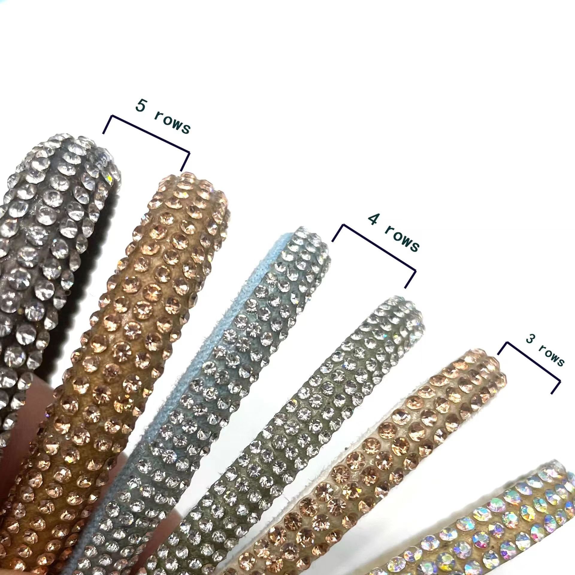 Shiny Round Glass Strips Hot Fix Crystal Trim shoe material decorative accessories for sandal making Rhinestone Rope