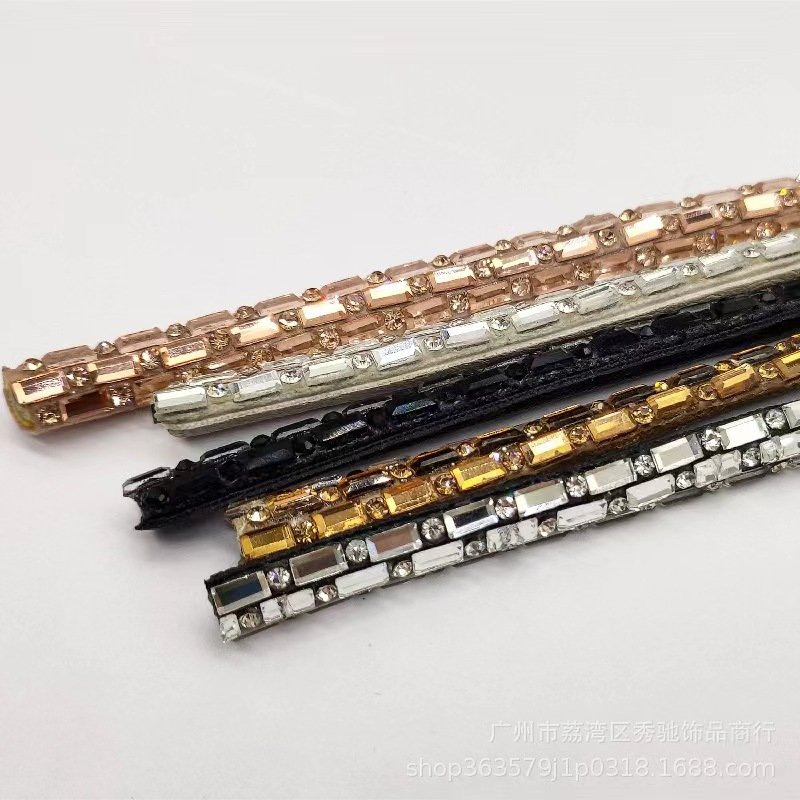 Shiny Round Glass Strips Hot Fix Crystal Trim shoe material decorative accessories for sandal making Rhinestone Rope