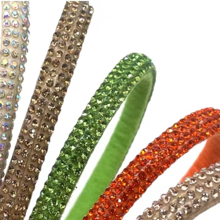 Shiny Round Glass Strips Hot Fix Crystal Trim shoe material decorative accessories for sandal making Rhinestone Rope