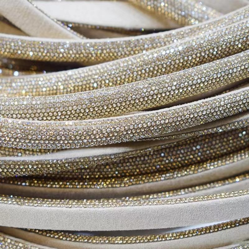 Shiny Round Glass Strips Hot Fix Crystal Trim shoe material decorative accessories for sandal making Rhinestone Rope
