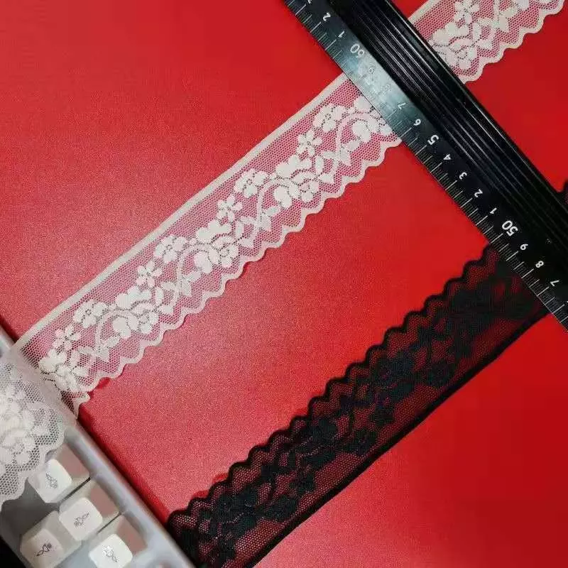 Zj7608 High Quality Width 3.8 Cm Width White Stretch Elastic Lace Trim Flower Spandex Fabric for Lingerie