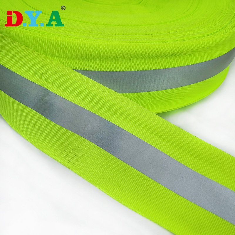 Colorful high visibility reflective polyester nylon webbing strap for warning safety clothing trim strip sew