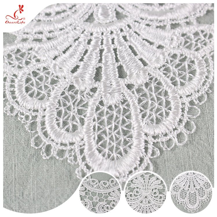 Floral Pattern 14CM Embroidery Lace Accessories Hollow Out Milky Poly Lace Trim For Women Party Dress