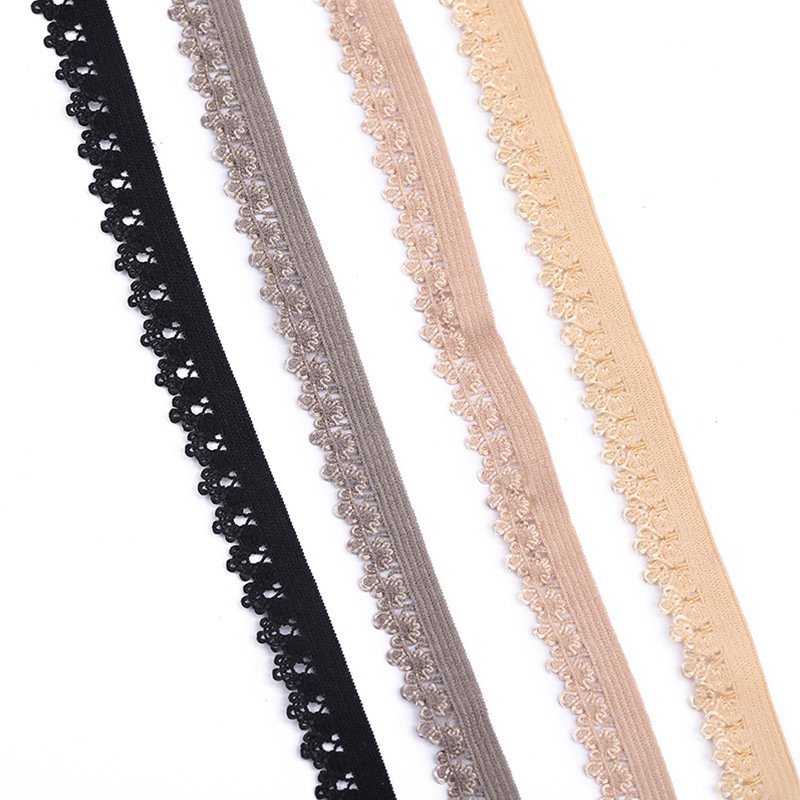 Wholesale 1.1CM Elastic High Elastic Nylon Teeth Thin Knitted Lingerie Trim Elastic Band for Women Waist Customized Underwear