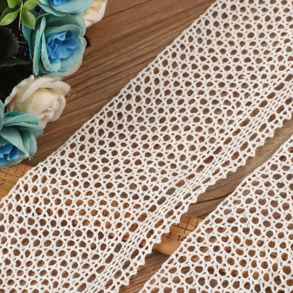 high quality soft trim 100% cotton lace mesh eyelet Crochet lace trim for women clothing