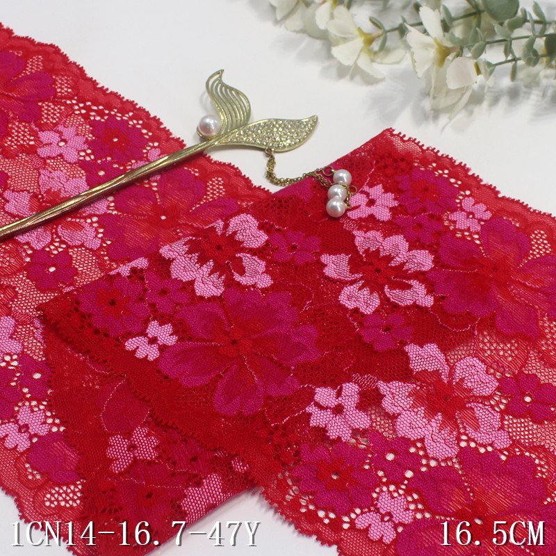 Factory Direct Sales Elastic Lace Trim Nylon Spandex 17cm Warp Knitted Lace for Women Underwear