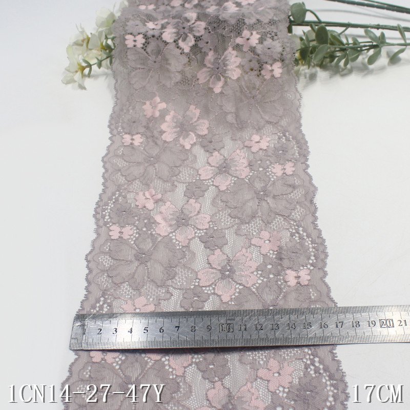 Factory Direct Sales Elastic Lace Trim Nylon Spandex 17cm Warp Knitted Lace for Women Underwear