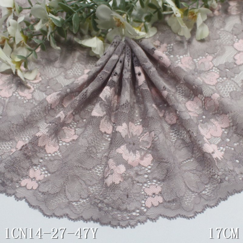 Factory Direct Sales Elastic Lace Trim Nylon Spandex 17cm Warp Knitted Lace for Women Underwear