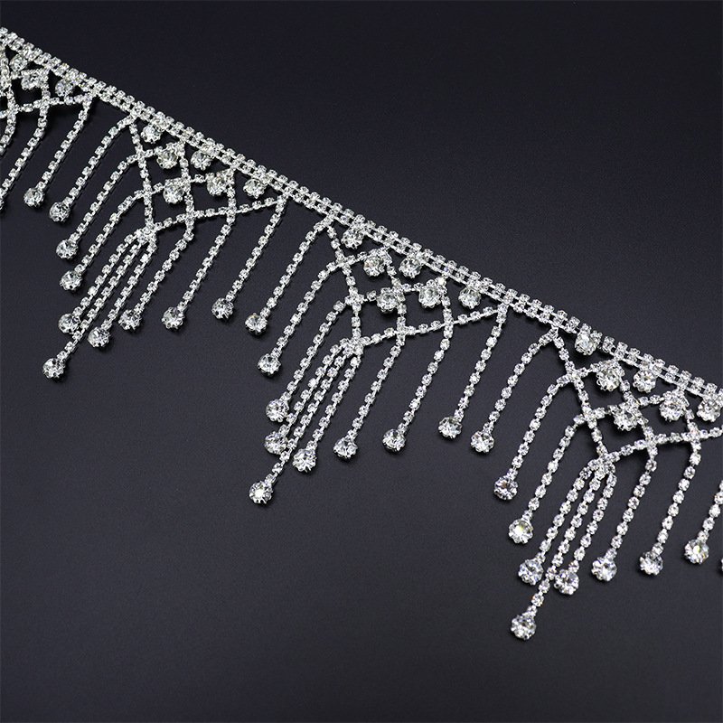 High Quality Crystal Rhinestone Trimming Glass Rhinestone Fringe Tassel Crystal Rhinestone Chain For Dress