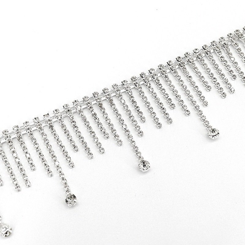 High Quality Crystal Rhinestone Trimming Glass Rhinestone Fringe Tassel Crystal Rhinestone Chain For Dress