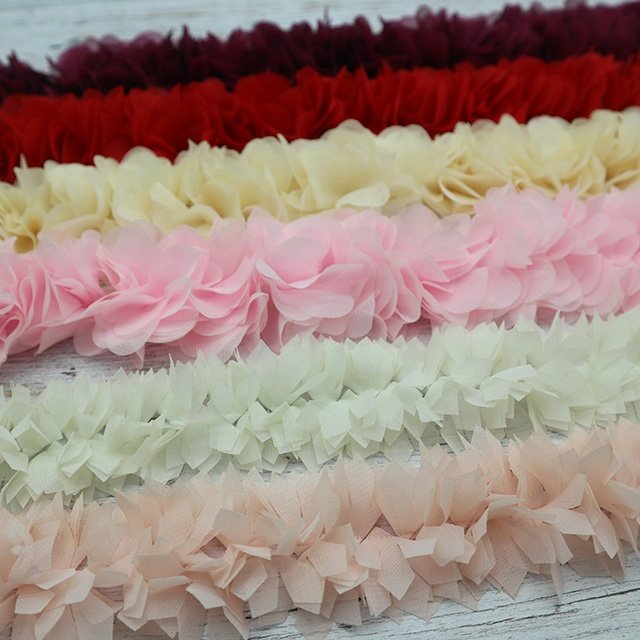 Chiffon Cluster Flowers Lace Dress Decoration,Chiffon Flower Lace Trim for garment accessories