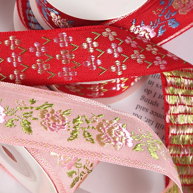 1cm custom polyester jacquard ethnic ribbon trim