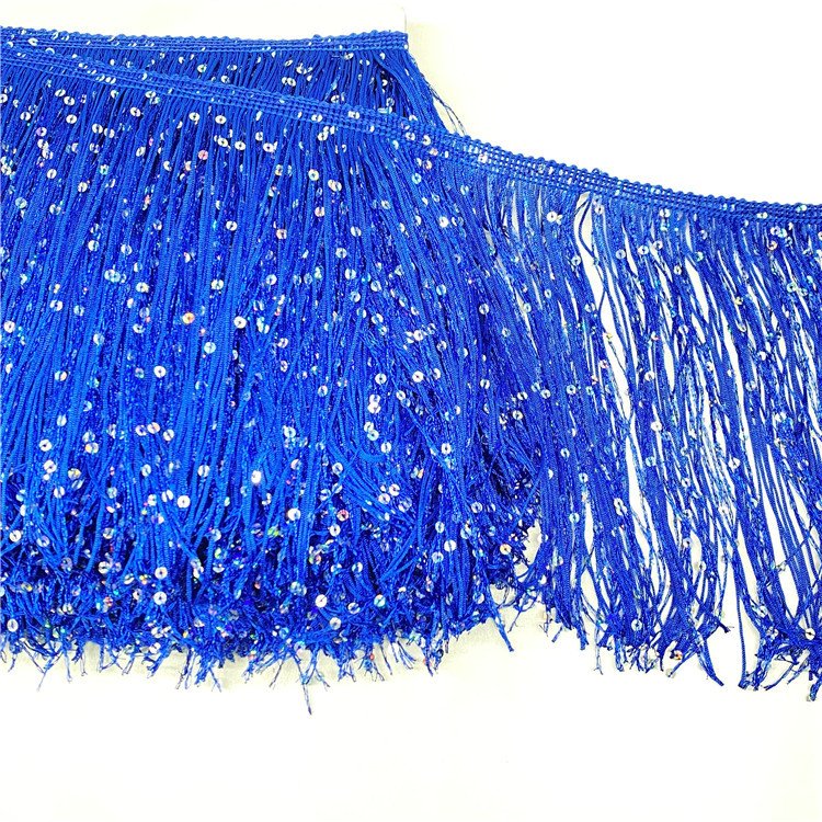 Hot Sale 20cm Encrypted Thickened Nylon Tassel Sequin Chainette Fringes Laces Trim Shiny tassel fringe trim