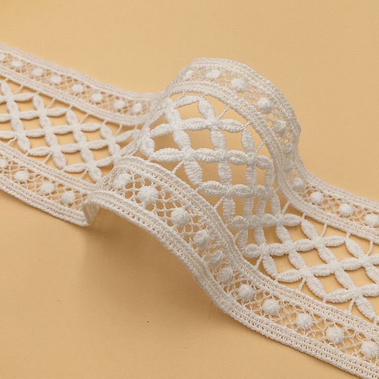 New Arrival Milk Silk Water Soluble Lace Cotton Elastic White Hollow Embroidery Garment Tassel Fringe Lace Trim For Clothing
